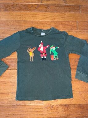 Kids Forest Green Holiday Character Long-Sleeve Tee